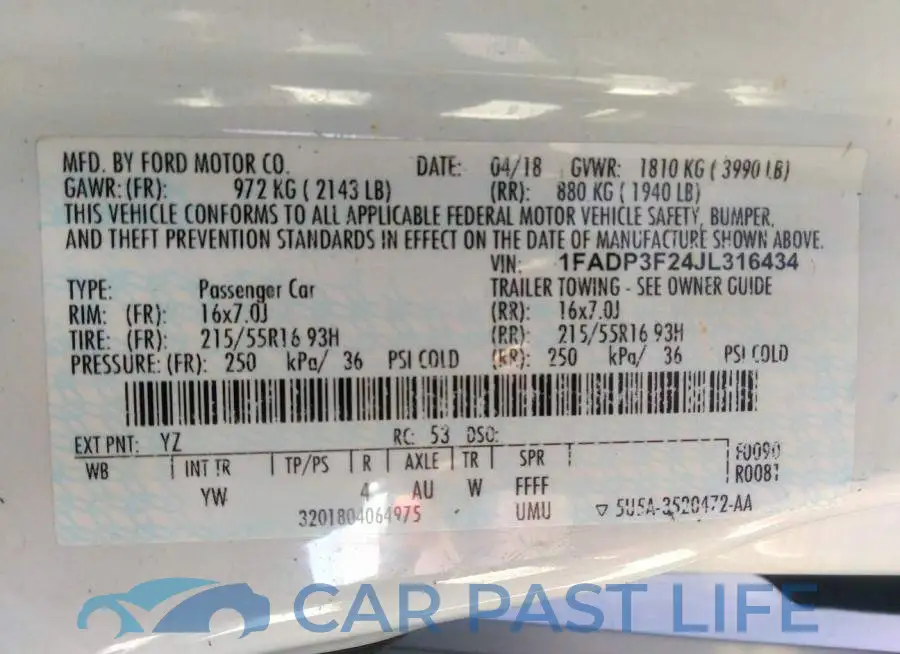 1FADP3F24JL316434# 9
