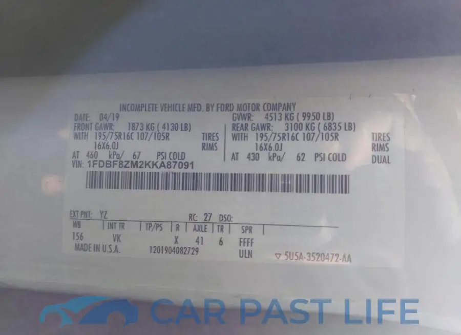 1FDBF8ZM2KKA87091# 9