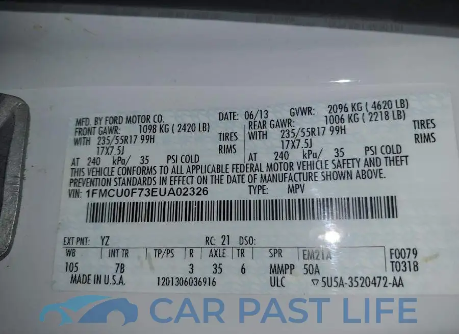 1FMCU0F73EUA02326# 9