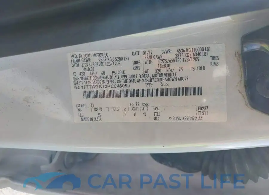 1FT7W2BT2HEC46059# 9