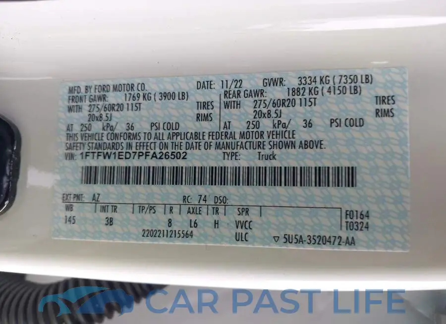 1FTFW1ED7PFA26502# 9