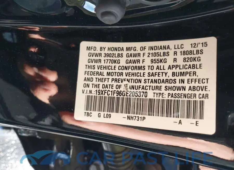 19XFC1F96GE205370# 9