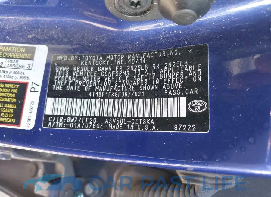 4T1BF1FK8FU877631# 9