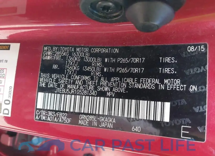 JTEBU5JR1G5281340# 9