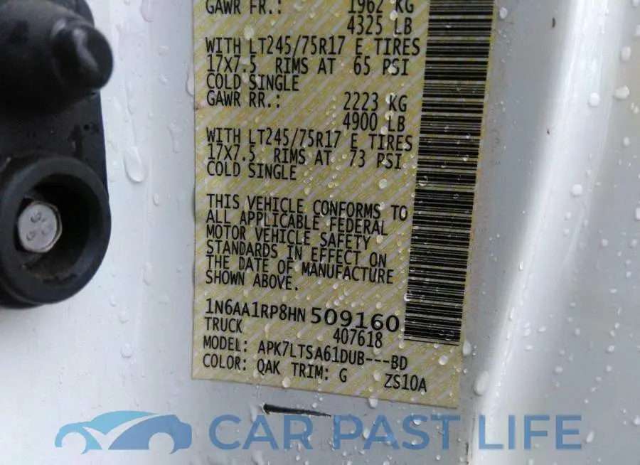 1N6AA1RP8HN509160# 9