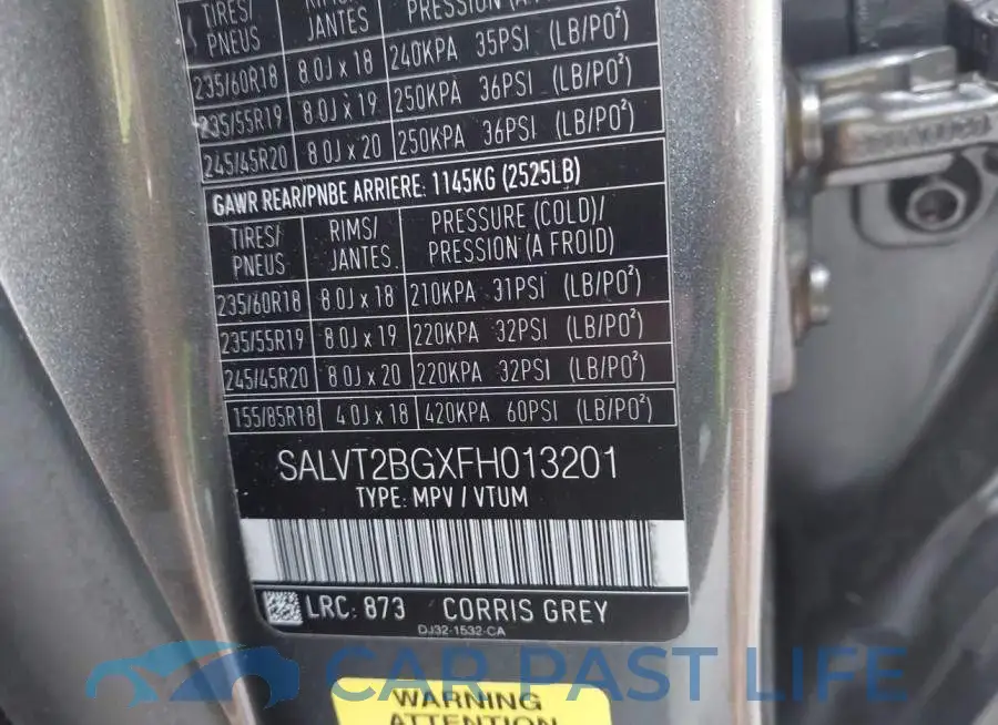 SALVT2BGXFH013201# 9