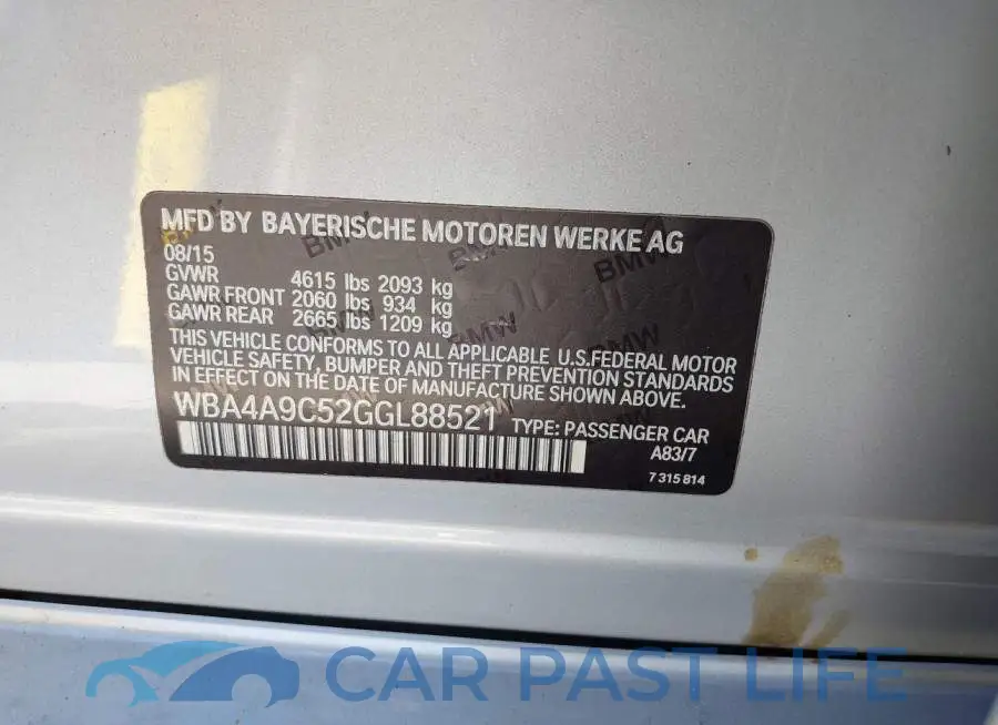 WBA4A9C52GGL88521# 9