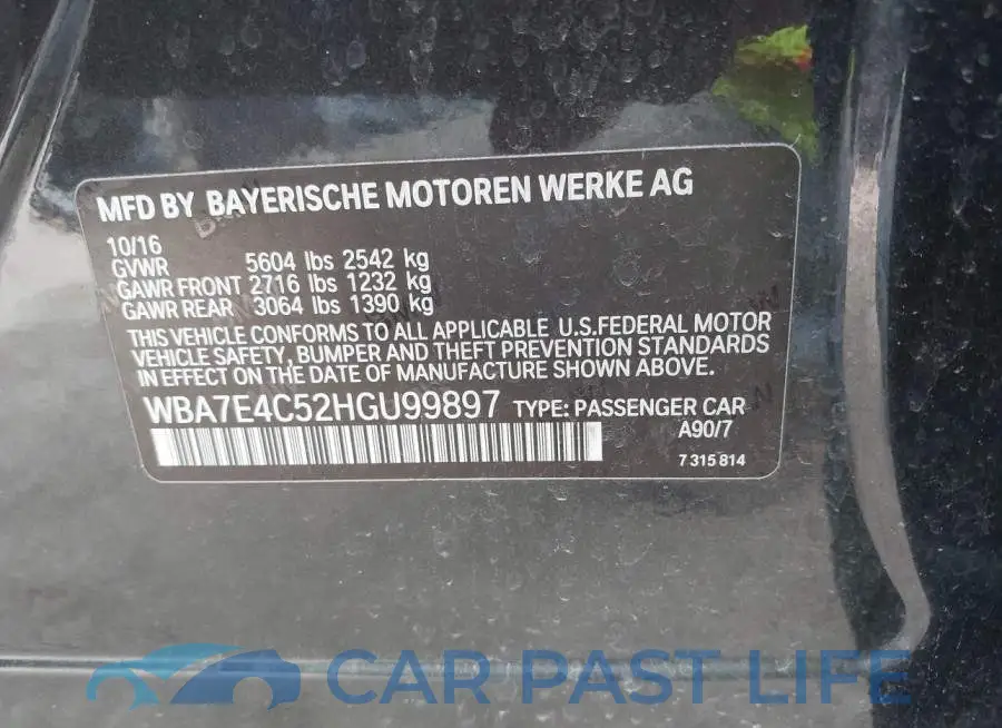 WBA7E4C52HGU99897# 9