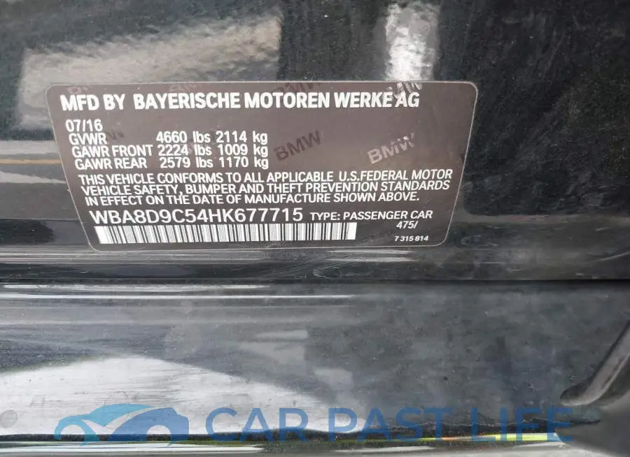 WBA8D9C54HK677715# 9