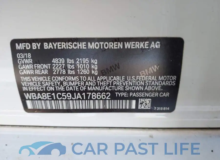 WBA8E1C59JA178662# 9