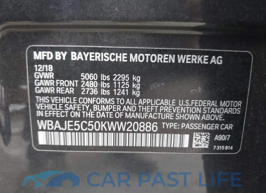 WBAJE5C50KWW20886# 9