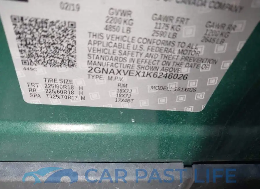2GNAXVEX1K6246026# 9