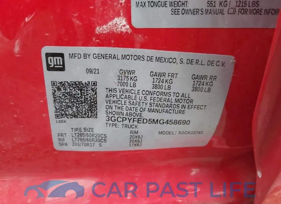 3GCPYFED5MG458690# 9