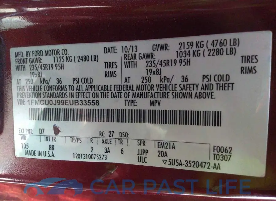 1FMCU0J99EUB33558# 9