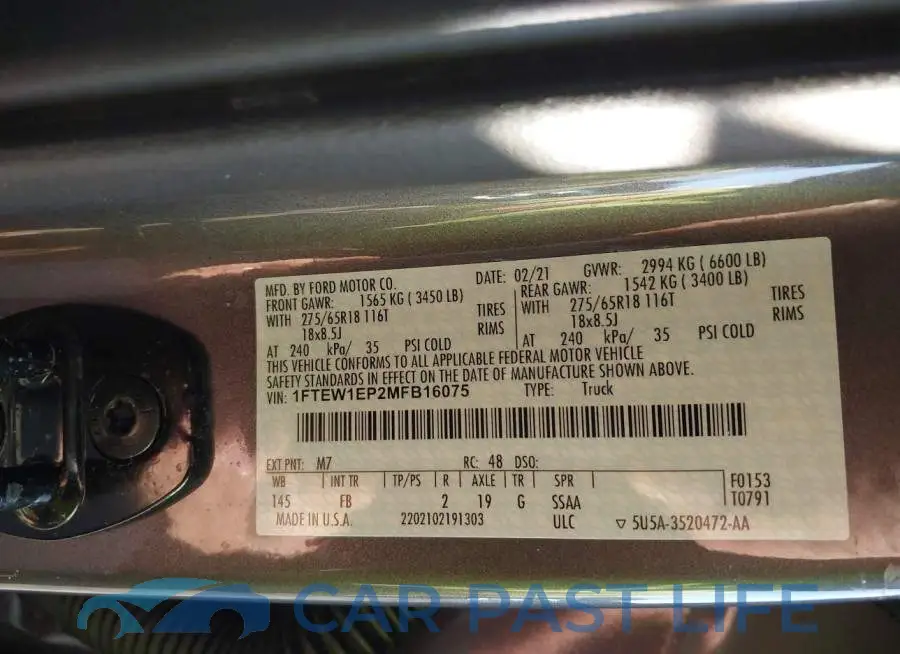 1FTEW1EP2MFB16075# 9