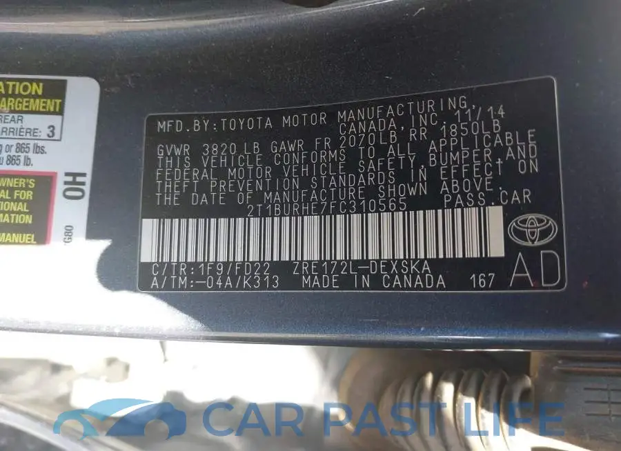 2T1BURHE7FC310565# 9