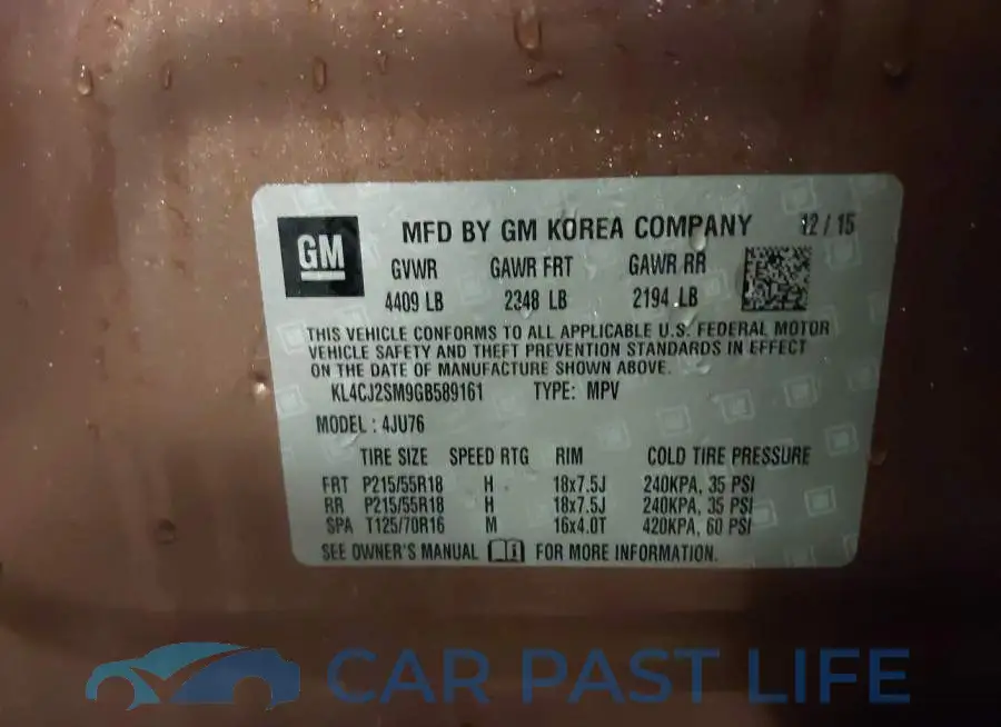 KL4CJ2SM9GB589161# 9
