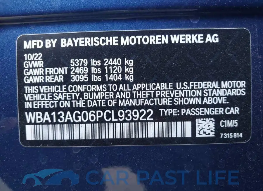 WBA13AG06PCL93922# 9