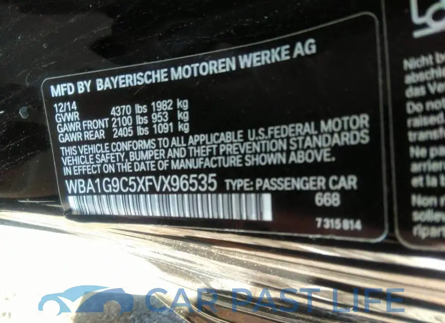 WBA1G9C5XFVX96535# 9