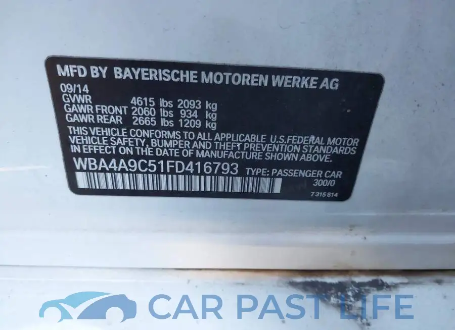 WBA4A9C51FD416793# 9