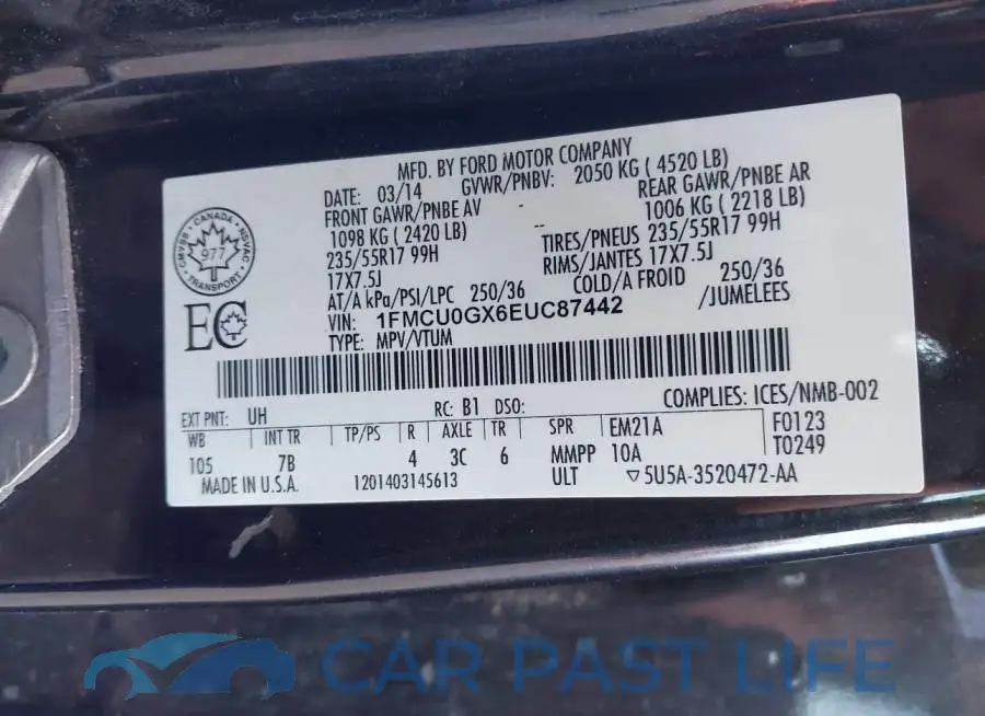 1FMCU0GX6EUC87442# 9