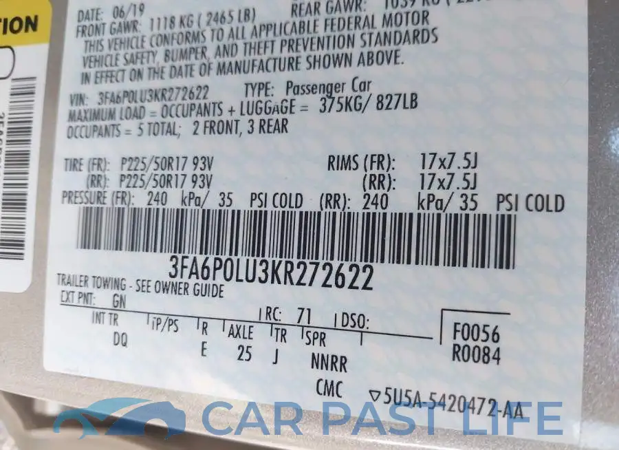 3FA6P0LU3KR272622# 9