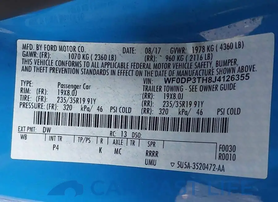 WF0DP3TH8J4126355# 9