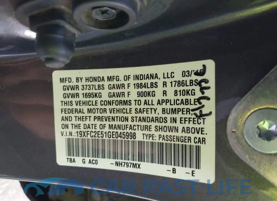 19XFC2E51GE045998# 9