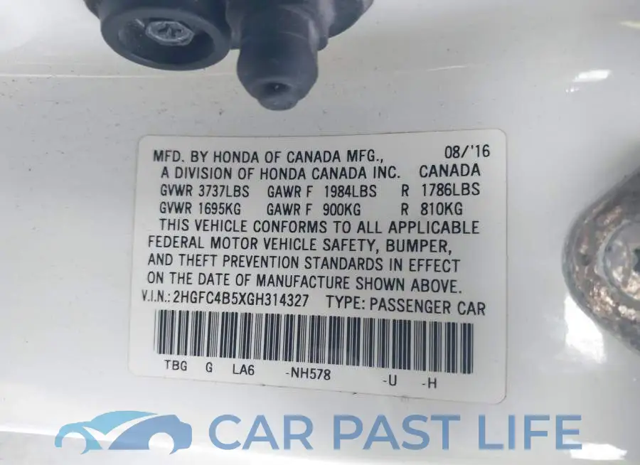 2HGFC4B5XGH314327# 9