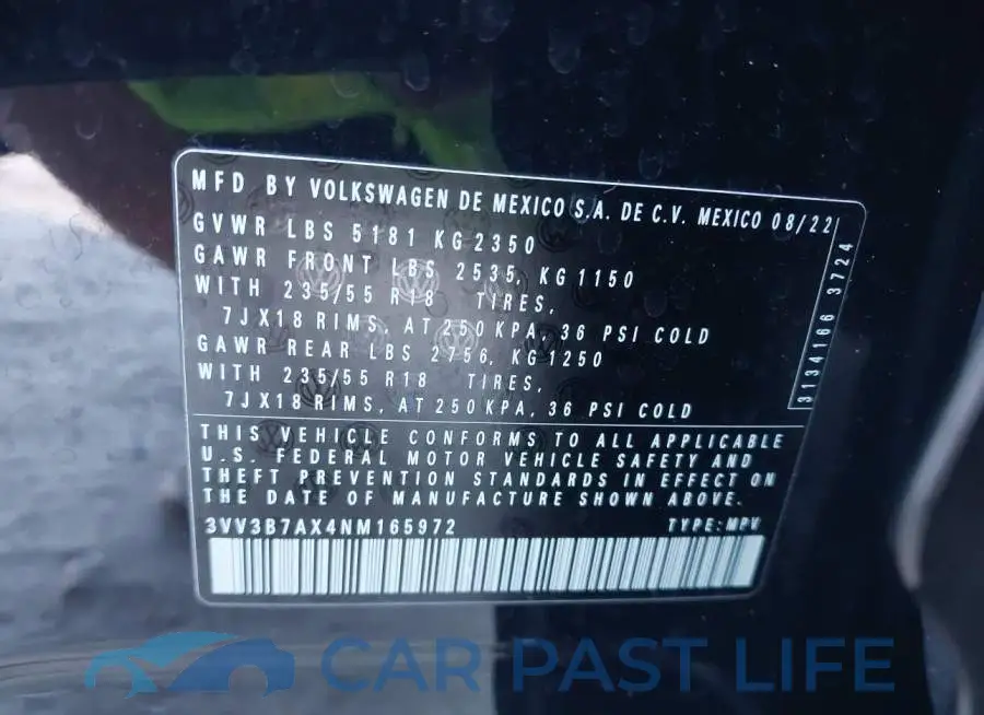 3VV3B7AX4NM165972# 9