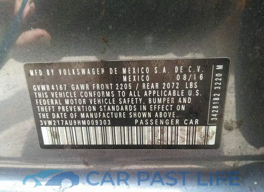 3VW217AU9HM009303# 9
