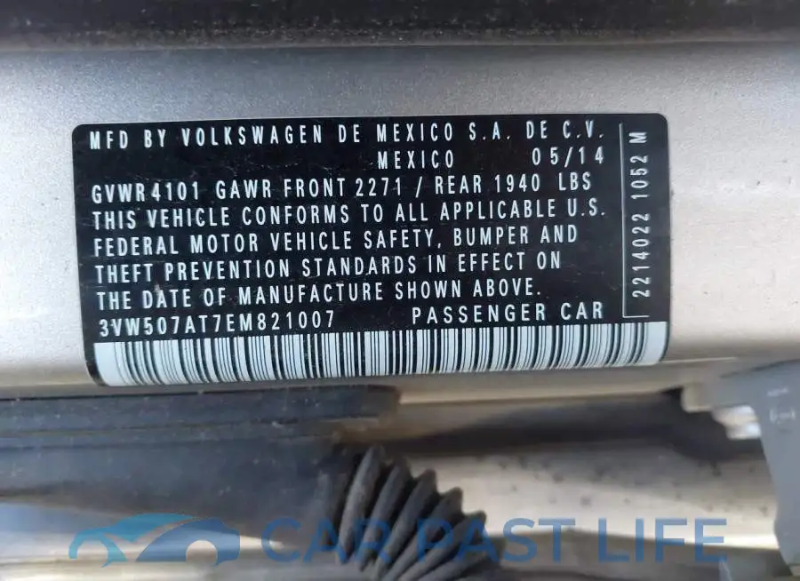 3VW507AT7EM821007# 9