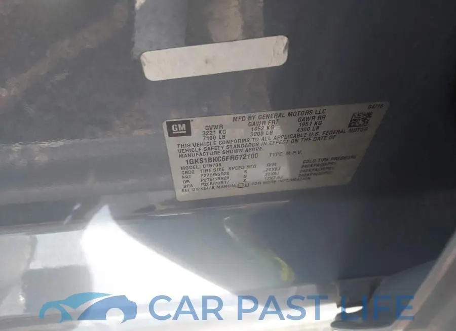 1GKS1BKC6FR672100# 9