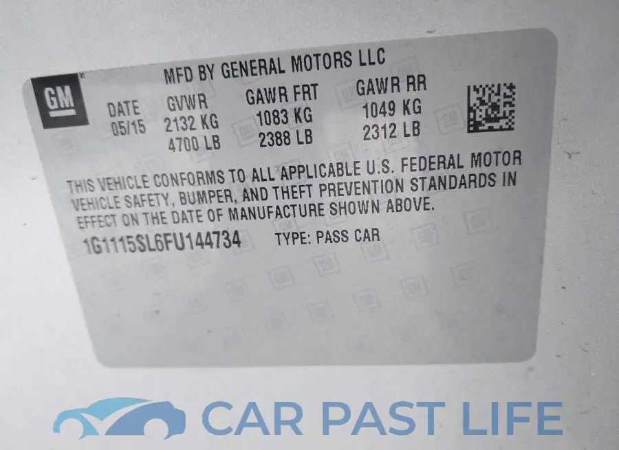 1G1115SL6FU144734# 9