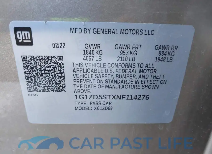 1G1ZD5STXNF114276# 9