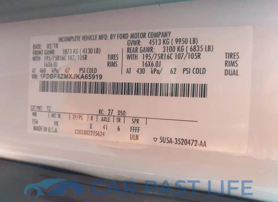 1FDBF8ZMXJKA65919# 9