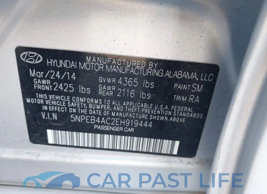 5NPEB4AC2EH919444# 9