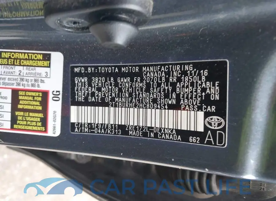 2T1BURHE2HC809454# 9
