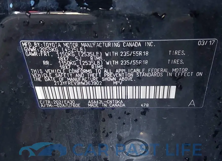 2T3YFREV9HW363902# 9