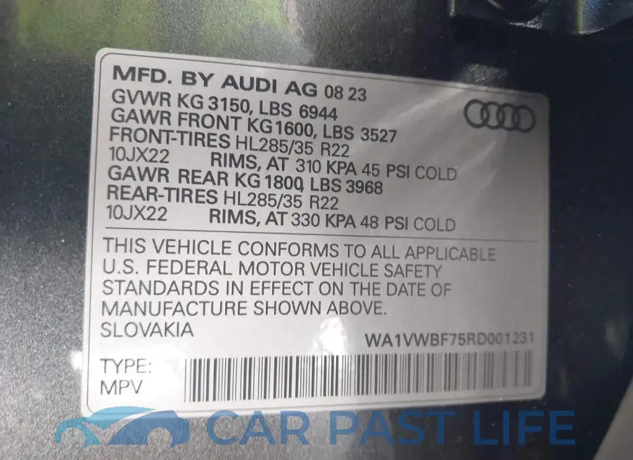 WA1VWBF75RD001231# 9
