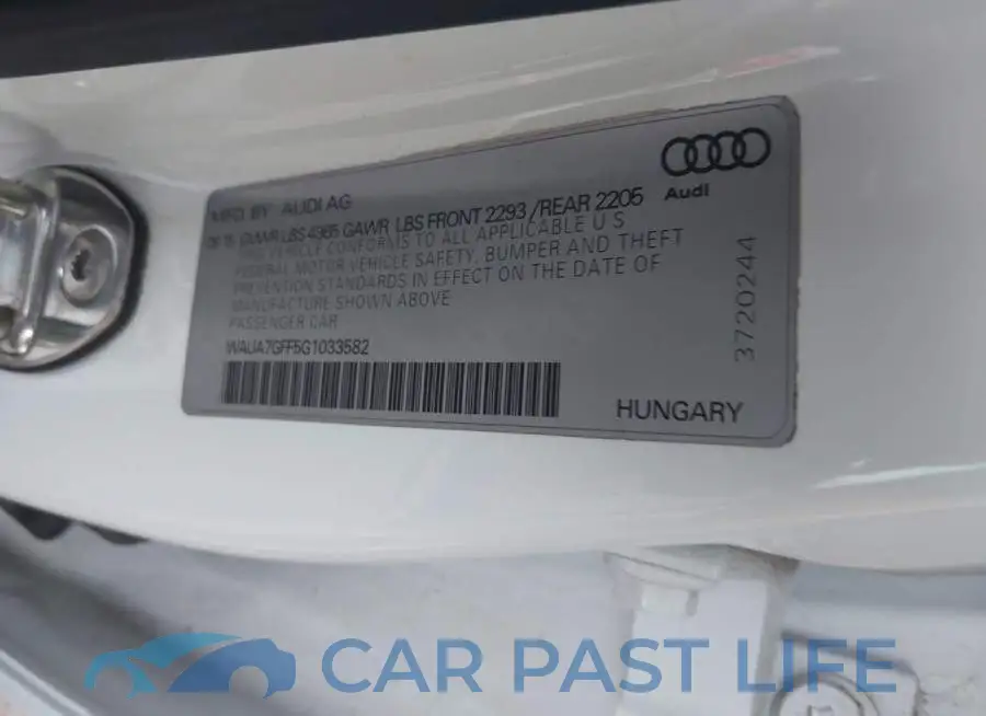WAUA7GFF5G1033582# 9