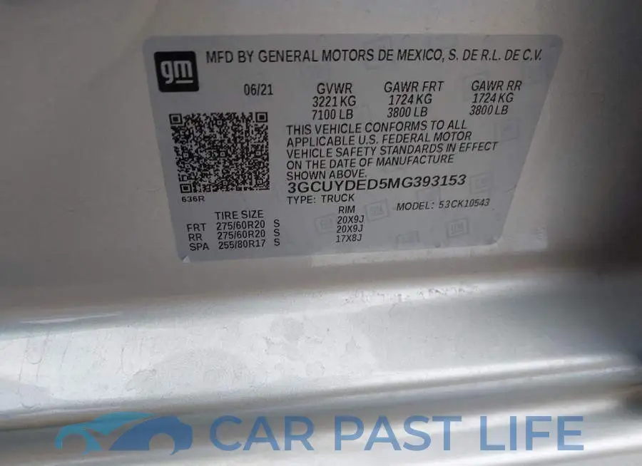 3GCUYDED5MG393153# 9