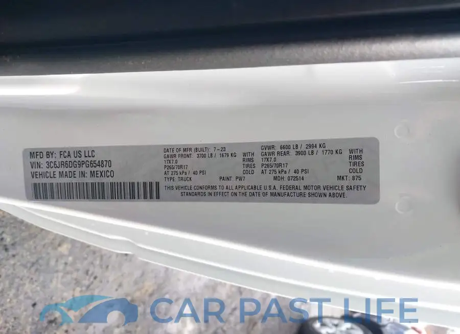 3C6JR6DG9PG654870# 9