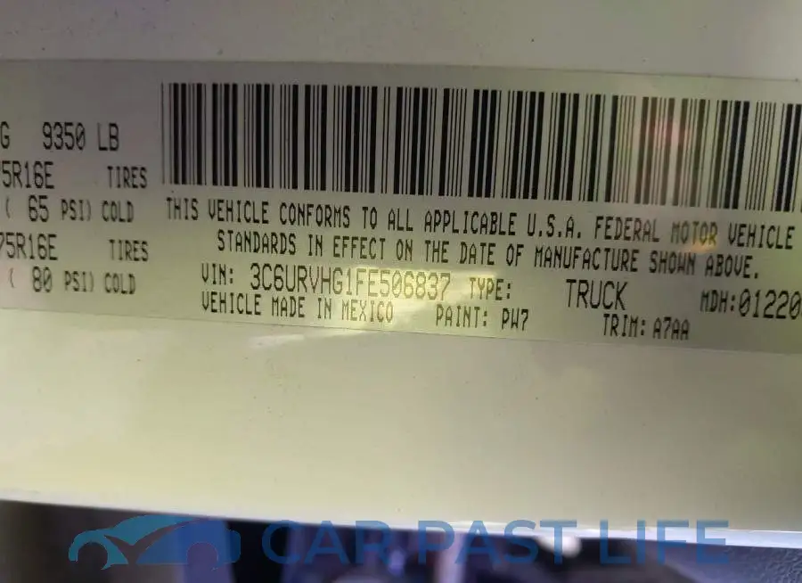 3C6URVHG1FE506837# 9