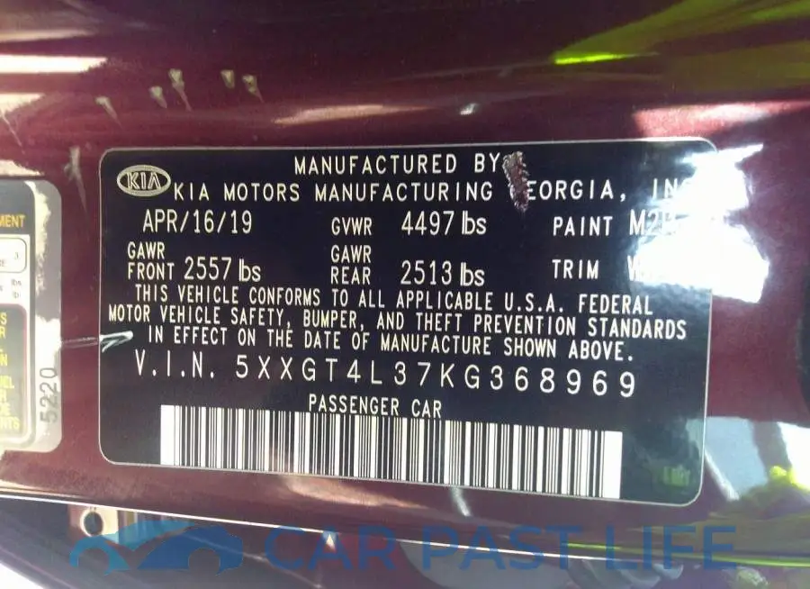 5XXGT4L37KG368969# 9