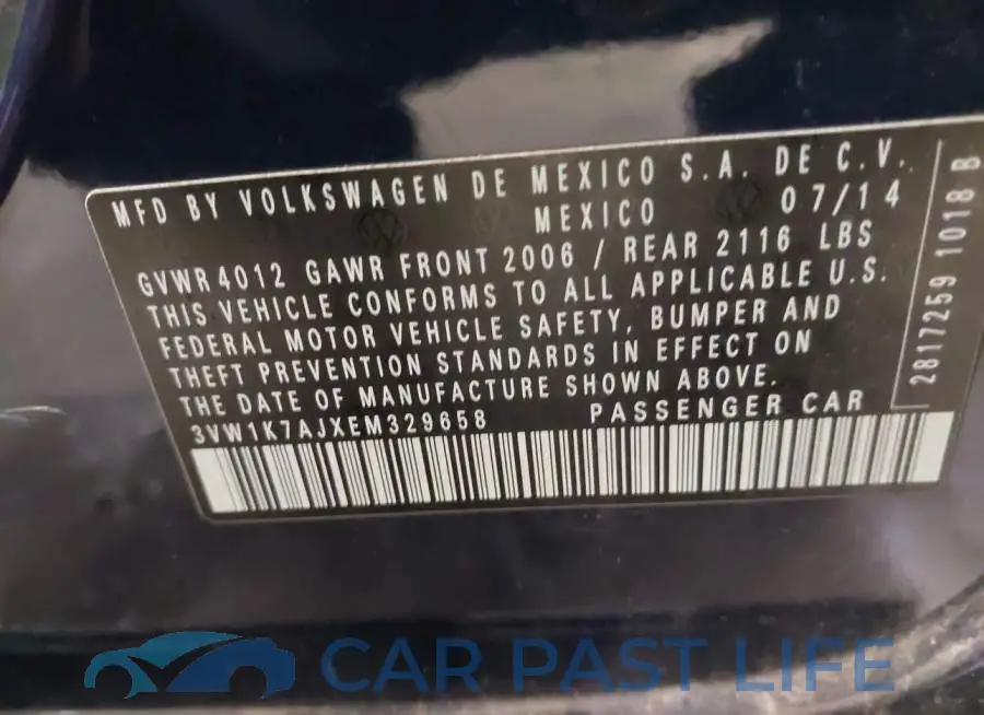 3VW1K7AJXEM329658# 9