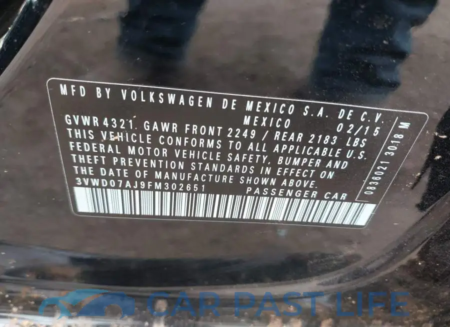 3VWD07AJ9FM302651# 9