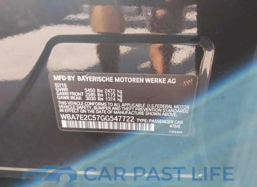 WBA7E2C57GG547722# 9