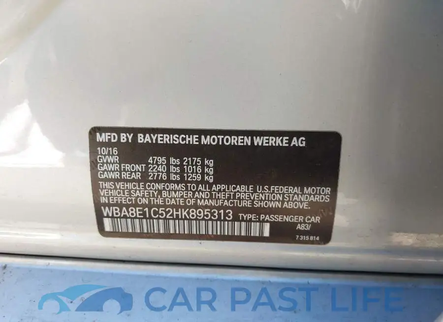 WBA8E1C52HK895313# 9