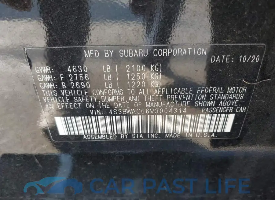 4S3BWAC66M3004314# 9